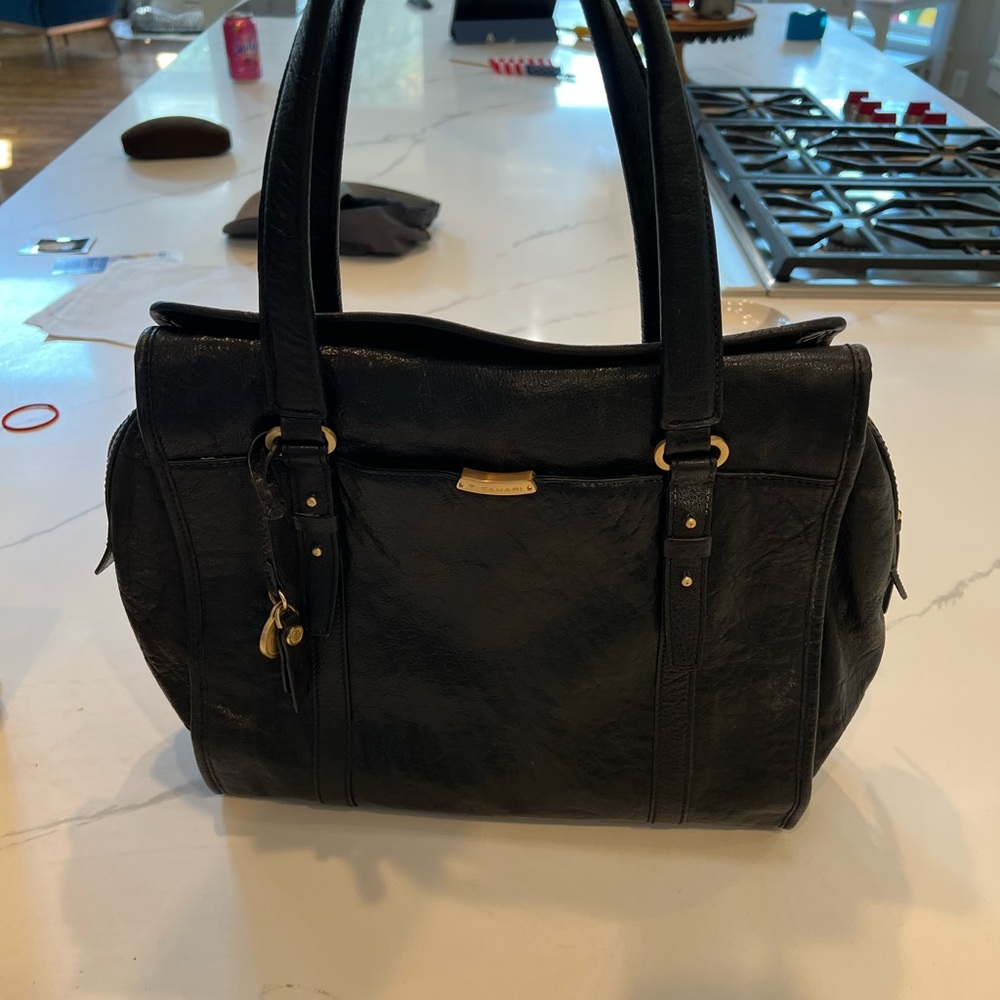 T Tahari Elegant Black Leather Handbag